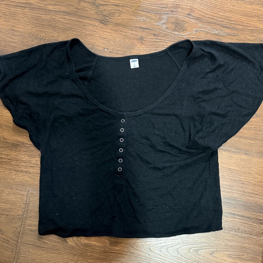 Old Navy Black Crop Top with Button Detail